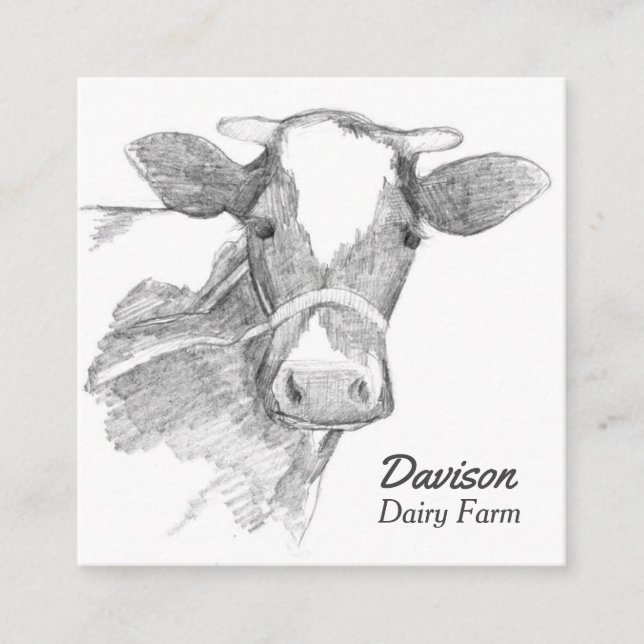 Carte De Visite Carré Holstein Vache Laitière ferme animal noir blanc (Devant)