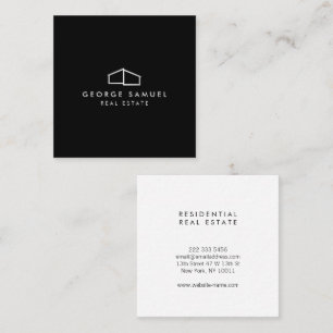 Carte De Visite Carré Home Logo Realtor noir et blanc