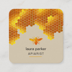 Carte De Visite Carré Honeypeb Honey Bee Apirarist Hexagons Beekeepons