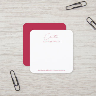 Carte De Visite Carré Hot Magenta Handwritten Script Jewelry Display
