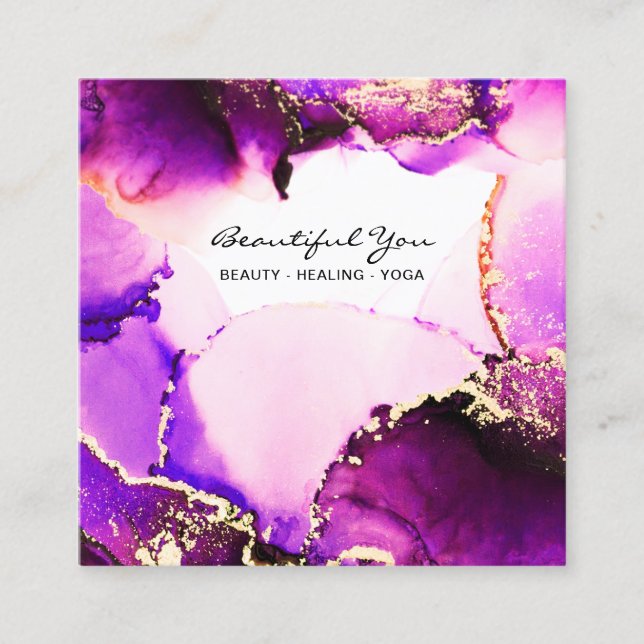 Carte De Visite Carré *~* Huile de cheveux Lashes Purple Magenta Gold Re (Devant)