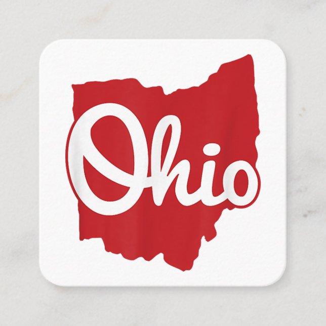 Carte De Visite Carré I love My Ohio Home Script Ohio (Devant)