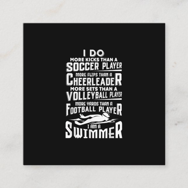 Carte De Visite Carré I Piscine Swimmer (Devant)