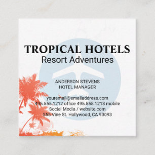 Carte De Visite Carré Icône d'avion de l'île tropicale
