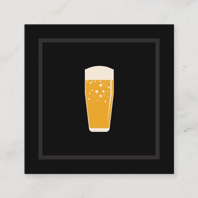 Carte De Visite Carré Icône de bière noire élégante (Devant)