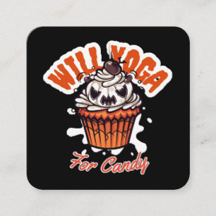 Carte De Visite Carré Idée de cupcake Halloween pour le yoga des mamans