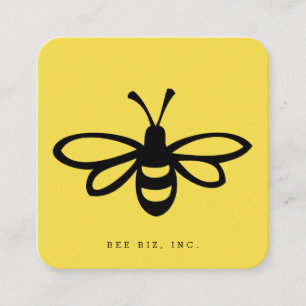 Carte De Visite Carré Illustration de l'abeille stylisée en noir sur ja