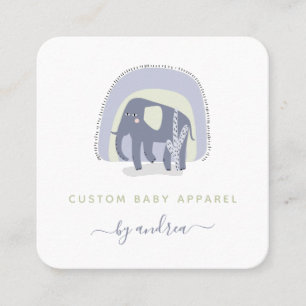 Carte De Visite Carré Illustration d'éléphant mignon Baby Infant Boutiqu