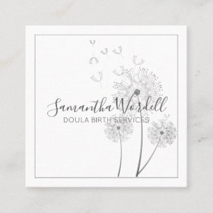 Carte De Visite Carré Illustration Florale Élégante Doula Ou Midwoman
