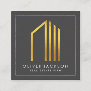 Carte De Visite Carré Immobilier   Gold Lux Executive