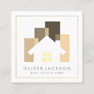 Carte De Visite Carré Immobilier   Logo de la maison du locateur