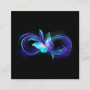 Carte De Visite Carré Infinité brillante avec papillon magique