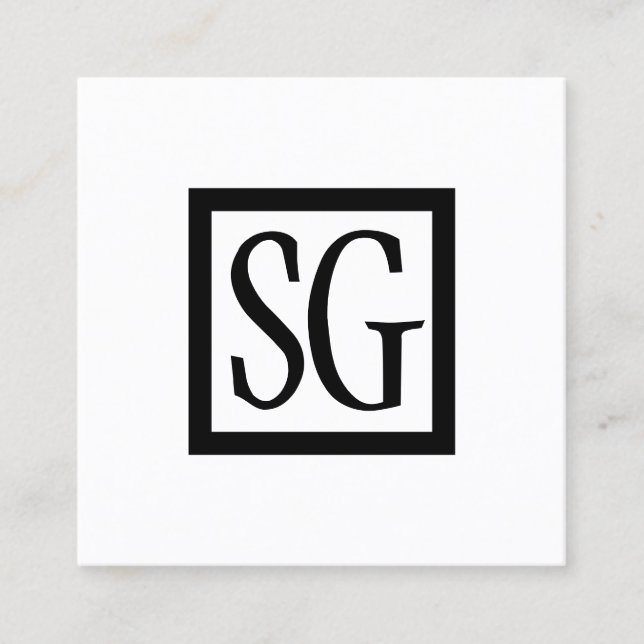 Carte De Visite Carré Initiales de boîte - Carré (Devant)