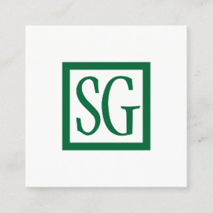 Carte De Visite Carré Initiales de boîte - Carré - Vert forêt