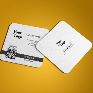 Carte De Visite Carré Instagram Qr Code Modern Bold Social Media Suivre