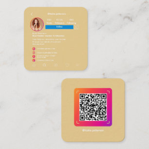 Carte De Visite Carré Instagram Style tendance médias sociaux avec code 