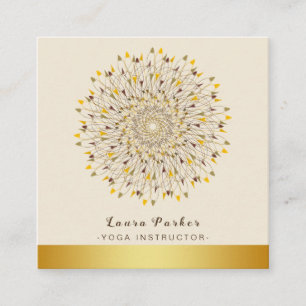 Carte De Visite Carré Instructeur de yoga Classique Mandala Lotus Floral