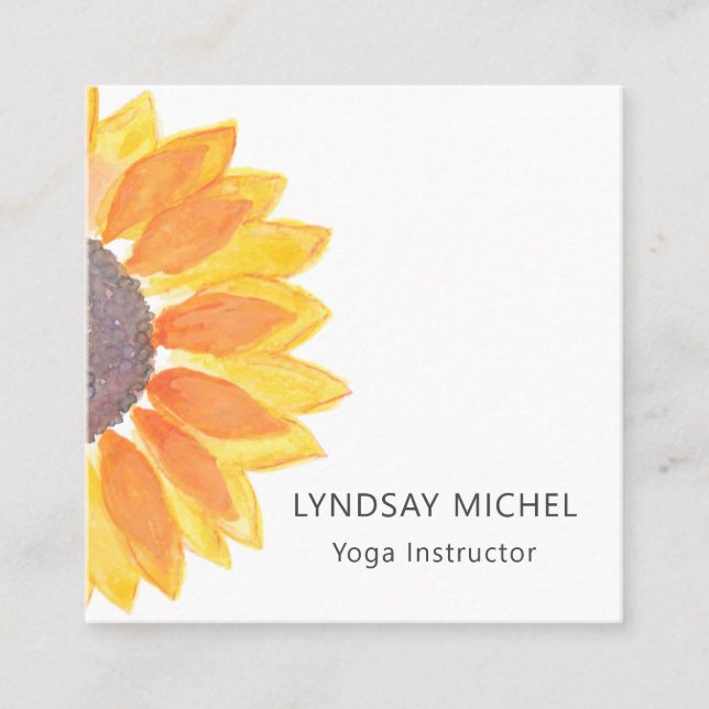 Carte De Visite Carré Instructeur de Yoga Floral (Devant)
