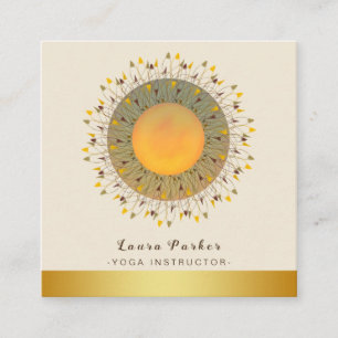 Carte De Visite Carré Instructeur de Yoga Mandala Classique Lotus Floral
