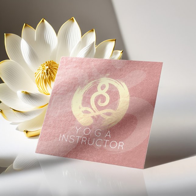 Carte De Visite Carré Instructeur de Yoga méditation d'or en argent Pose (Créateur téléchargé)
