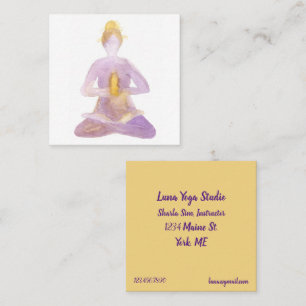 Carte De Visite Carré Instructeur de Yoga Pilates Classe Lotus Pose