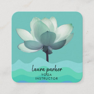 Carte De Visite Carré Instructeur de Yoga vert turquoise Lotus Fleur Aqu