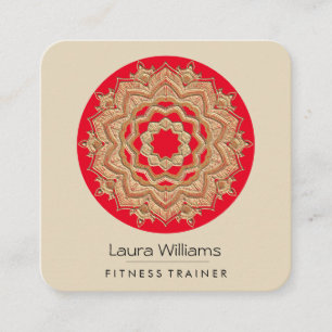 Carte De Visite Carré Instructeur de Yoga vintage Mandala Lotus Flower G