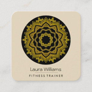 Carte De Visite Carré Instructeur de Yoga vintage Mandala Lotus Flower G