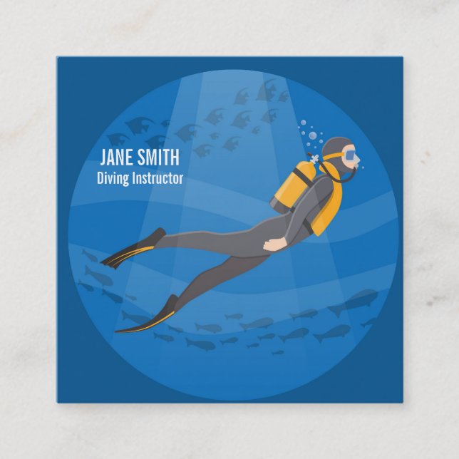 Carte De Visite Carré Instructeur plongée sous-marine (Devant)