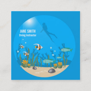 Carte De Visite Carré Instructeur plongée sous-marine