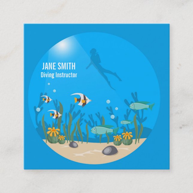 Carte De Visite Carré Instructeur plongée sous-marine (Devant)
