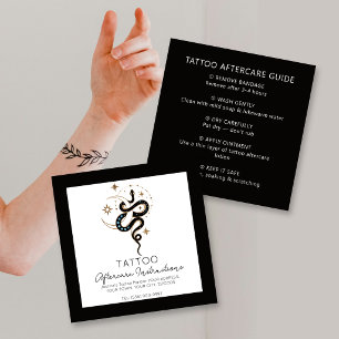 Carte De Visite Carré Instructions de soins de tatouage de serpent Styli