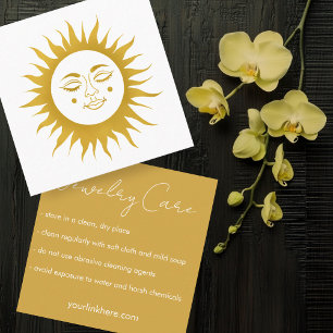 Carte De Visite Carré Instructions de soins Sunshine Boho Line Art Gold