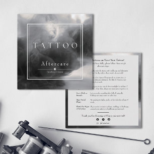 Carte De Visite Carré Instructions postérieures de tatouage d'encre noir