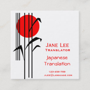 Carte De Visite Carré Interprète de langue du traducteur japonais