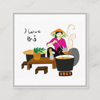 Carte De Visite Carré J'aime Pho bo (goût vietnamien)
