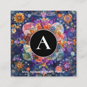 Carte De Visite Carré Jardin en mouvement Conception de mandala floral