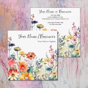 Carte De Visite Carré Jardin floral coloré Fleur sauvage
