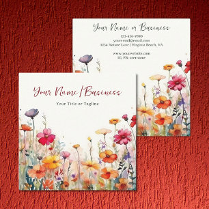 Carte De Visite Carré Jardin floral coloré Fleur sauvage