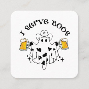 Carte De Visite Carré Je sers des Boos ! Barman effrayant 