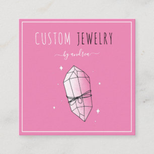 Carte De Visite Carré Joaillerie en diamant rose mignonne concepteur QR