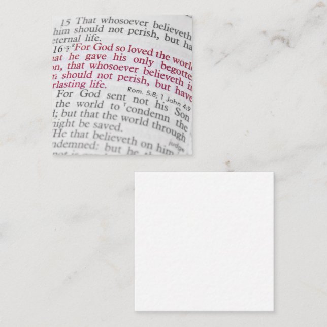 Carte De Visite Carré John 3:16 (Devant / Derrière)