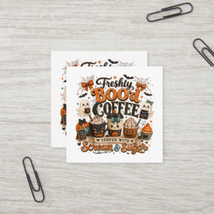 Carte De Visite Carré Joli Fantôme Ensorcelant Amateur de Café Halloween