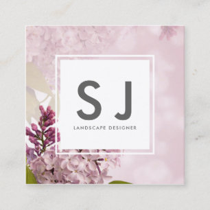 Carte De Visite Carré Joli Fleur rose Concepteur de paysage botanique