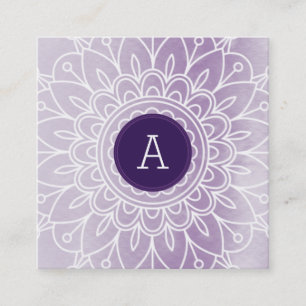 Carte De Visite Carré JOLI MONOGRAM moderne boho mandala motif violet