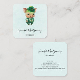 Carte De Visite Carré Joli porc vert Fairytale dans une jolie beauté