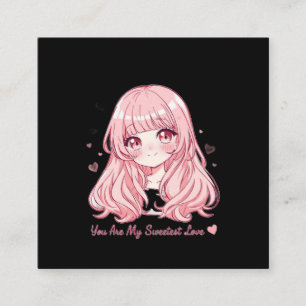 Carte De Visite Carré Joli sweat-shirt d'anime pour la Saint-Valentin
