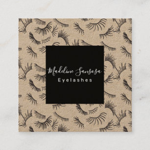Carte De Visite Carré Joli technicien Eyelash Noir Eyelashes Doodles