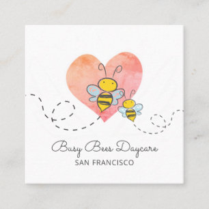 Carte De Visite Carré Jolie adorable Busble Bumble Bees Garderie