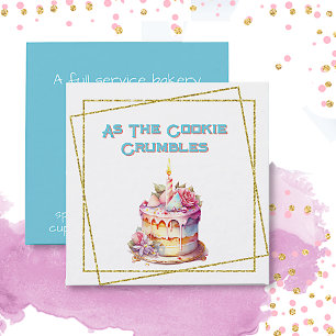 Carte De Visite Carré Jolie boulangerie de gâteau Whimsical